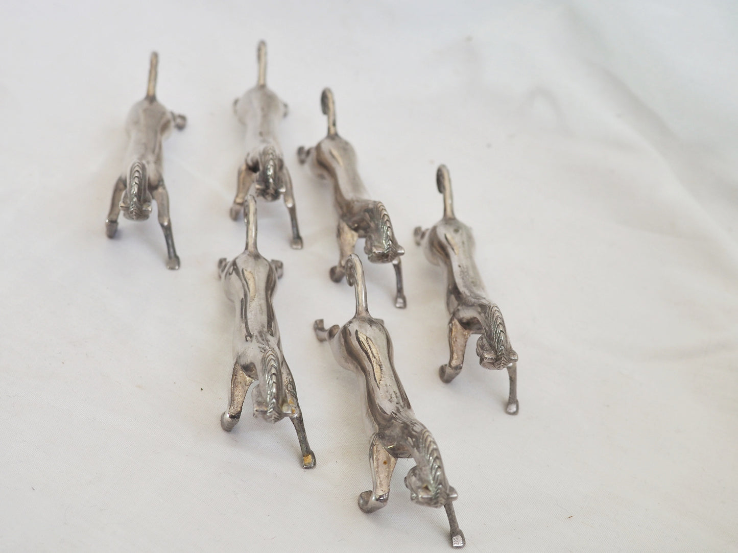 6x Silver Plated Vintage Horse Knife Rests