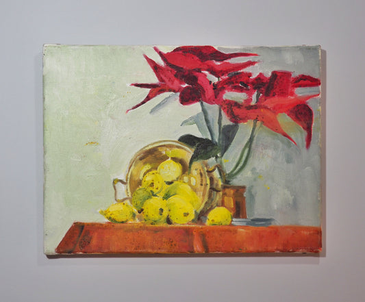 Spilt Lemons & Flowers Still Life Painting