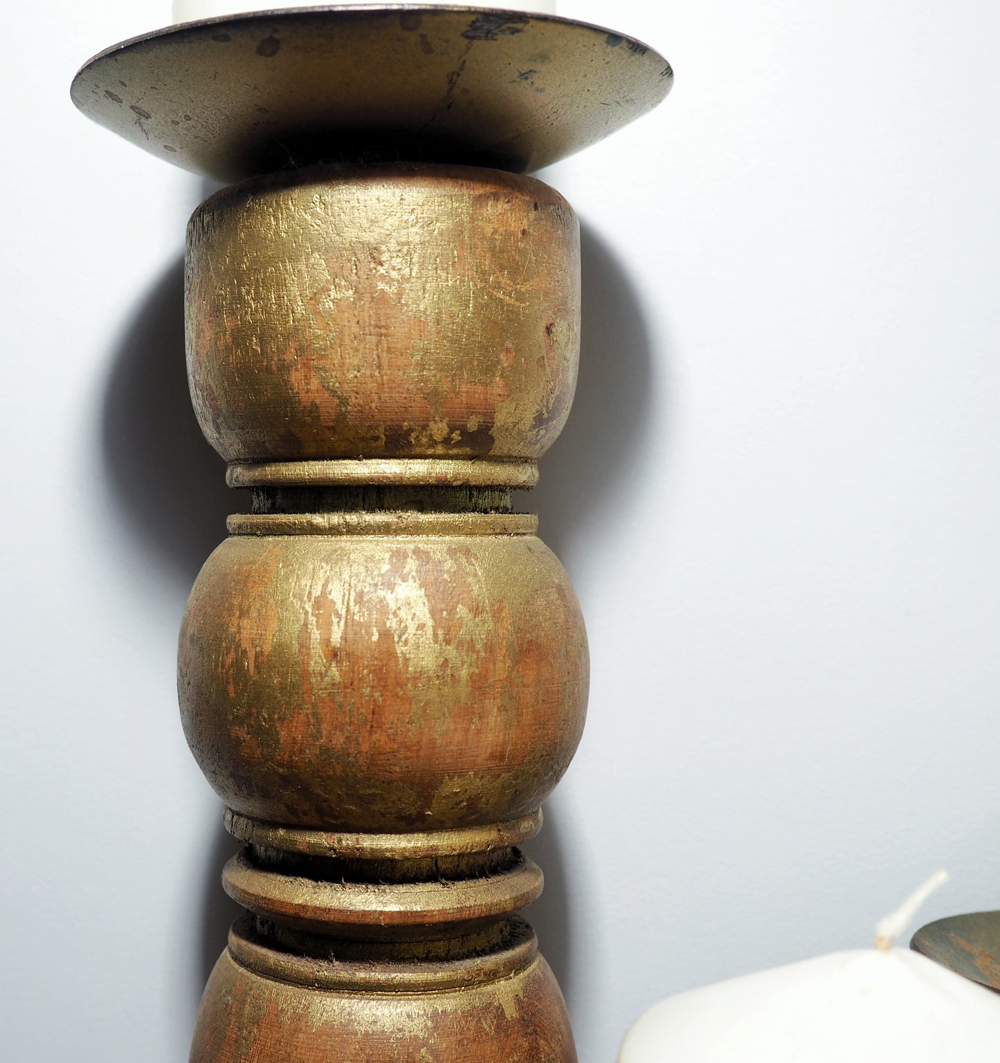 Trio of Mid Century Wooden Candlesticks